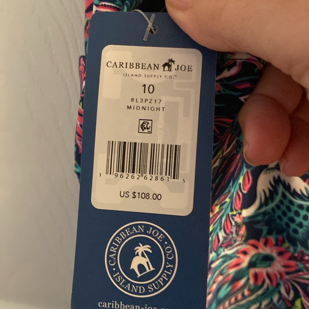 Caribbean Joe V-neck One Piece Swimsuit Ruffle Midnight Blue Paisley - Picture 8 of 8